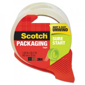 Scotch Sure Start Packaging Tape with Dispenser, 3" Core, 1.88" x 38.2 yds, Clear MMM3450SRD 3450S-RD