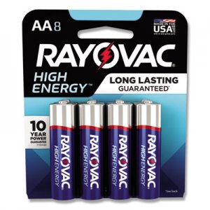 Rayovac High Energy Premium Alkaline AA Batteries, 8/Pack RAY8158K 8158K