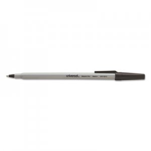 Universal Stick Ballpoint Pen Value Pack, Medium 1mm, Black Ink, Gray Barrel, 60/Pack UNV15613