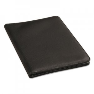 Universal Leather-Look Pad Folio, Inside Flap Pocket w/Card Holder, Black UNV32660