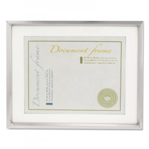 Universal Plastic Document Frame with Mat, 11 x 14 and 8 1/2 x 11 Inserts, Metallic Silver UNV76854