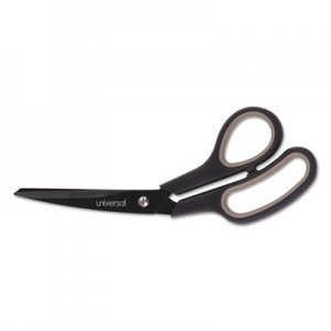 Universal Industrial Scissors, 8" Length, Bent, Black Carbon Coated Blades, Black/Gray UNV92022