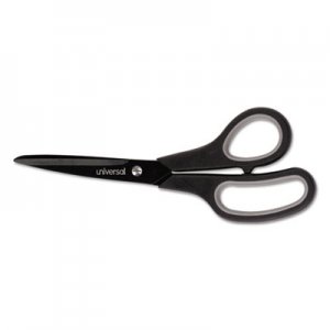 Universal Industrial Carbon Blade Scissors, 8" Long, 3.5" Cut Length, Black/Gray Straight Handle UNV92021