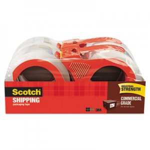 Scotch 3750 Commercial Grade Packaging Tape with Dispenser, 3" Core, 1.88" x 54.6 yds, Clear, 4/Pack MMM37504RD