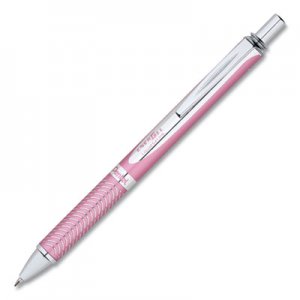 Pentel EnerGel Alloy RT Retractable Gel Pen, Medium 0.7mm, Black Ink, Pink Barrel PENBL407PA BL407P-A