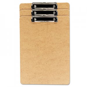 Universal Hardboard Clipboard, 1/2" Capacity, Holds 8 1/2w x 14h, Brown, 3/Pack UNV05563