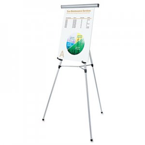 Universal 3-Leg Telescoping Easel with Pad Retainer, Adjusts 34" to 64", Aluminum, Silver UNV43050