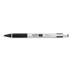 Zebra M-301 Mechanical Pencil, 0.7 mm, HB (#2.5), Black Lead, Steel/Black Accents Barrel ZEB54310 54310