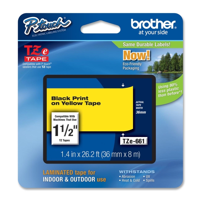 Brother Black on Yellow Lettering Tape TZE-661