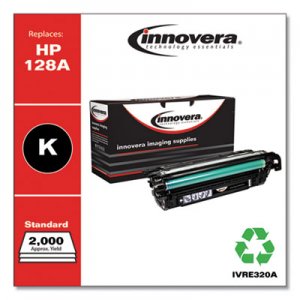 Innovera Remanufactured Black Toner, Replacement for HP 128A (CE320A), 2,000 Page-Yield IVRE320A