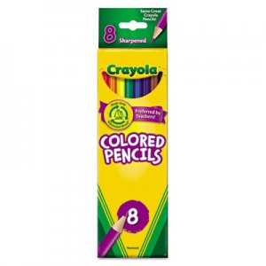 Crayola Long-Length Colored Pencil Set, 3.3 mm, 2B (#1), Assorted Lead/Barrel Colors, 8/Pack CYO684008 684008