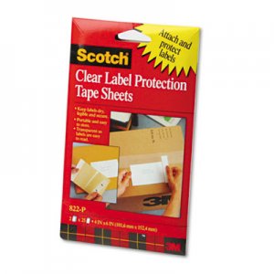 Scotch Pad Label Protection Tape Sheets, 4 x 6, Clear, 25/Pad, 2 Pads/Pack MMM822P 822-P