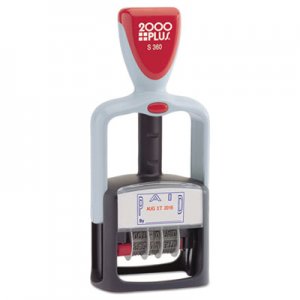 COSCO 2000PLUS Model S 360 Two-Color Message Dater, 1.75 x 1, "Paid," Self-Inking, Blue/Red COS011033 011033