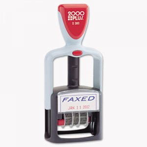 COSCO 2000PLUS Model S 360 Two-Color Message Dater, 1.75 x 1, "Faxed," Self-Inking, Blue/Red COS011032 011032
