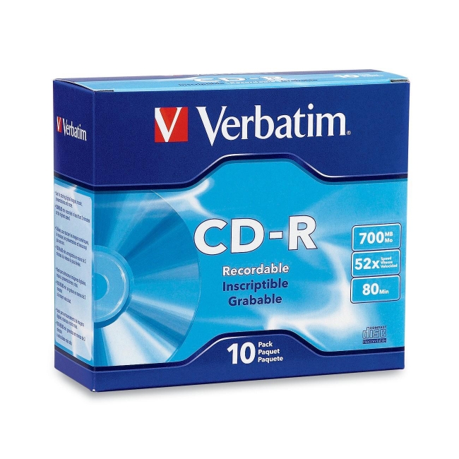 Verbatim CD-R 80MIN 700MB 52x 10pk Slim Case 94935