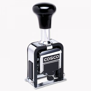 COSCO 2000PLUS Automatic Numbering Machine, 6 wheels, Self-Inking, Black 3/4 x 1/4 COS026138 026138