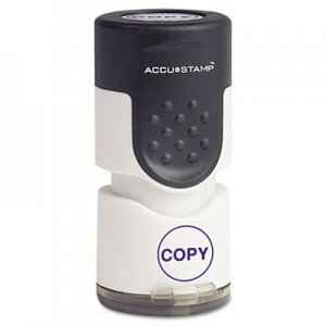 ACCUSTAMP Pre-Inked Round Stamp with Microban, COPY, 5/8" dia, Blue COS035653 035653