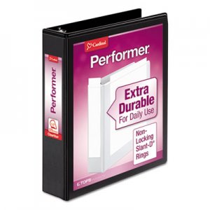 Cardinal Performer ClearVue Slant-D Ring Binder, 3 Rings, 1.5" Capacity, 11 x 8.5, Black CRD17401 17401CB