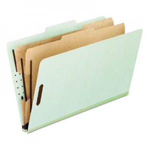 Pendaflex Four-, Six-, and Eight-Section Pressboard Classification Folders, 2 Dividers, Embedded Fasteners, Letter Size, Green, 10/Box PFX17173 17173EE