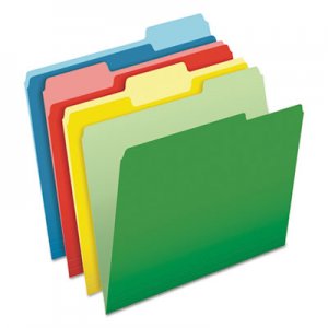 Pendaflex CutLess/WaterShed File Folders, 1/3-Cut Tabs, Letter Size, Assorted, 100/Box PFX48434 48434