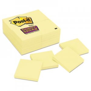 Post-it Notes Super Sticky Canary Yellow Note Pads, 3 x 3, 90-Sheet, 24/Pack MMM65424SSCY 654-24SSCY