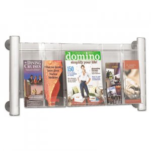 Safco Luxe Magazine Rack, 3 Compartments, 31.75w x 5d x 15.25h, Clear/Silver SAF4133SL 4133SL