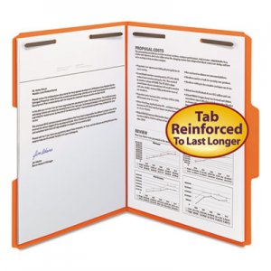 Smead Top Tab Colored 2-Fastener Folders, 1/3-Cut Tabs, Letter Size, Orange, 50/Box SMD12540 12540