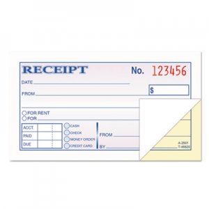 TOPS Money and Rent Receipt Books, 2-3/4 x 4 7/8, 2-Part Carbonless, 50 Sets/Book TOP46820