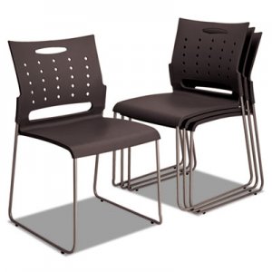 Alera Continental Series Perforated Back Stacking Chairs, Charcoal Gray, 4/CT ALESC6546