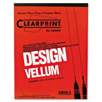 Clearprint Design Vellum Paper, 16lb, White, 8-1/2 x 11, 50 Sheets/Pad CHA10001410 10001410