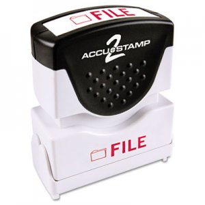 ACCUSTAMP2 Pre-Inked Shutter Stamp with Microban, Red, FILE, 5/8 x 1/2 COS035576 035576