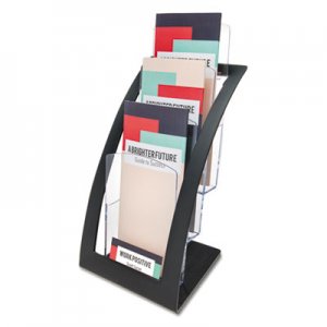 deflecto 3-Tier Literature Holder, Leaflet Size, 6.75w x 6.94d x 13.31h, Black DEF693604 693604