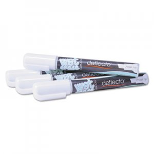 deflecto Liquid Chalk Marker, Chisel, White, 4/Pack DEFSMA510V4WT SMA510-V4-WT