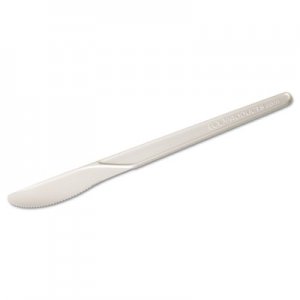 Eco-Products Plantware Compostable Cutlery, Knife, 6", Pearl White, 50/Pack, 20 Pack/Carton ECOEPS011 EP-S011