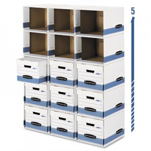 Bankers Box File/Cube Box Shell, Legal/Letter, 12 x 15 x 10, White/Blue FEL0162601 0162601