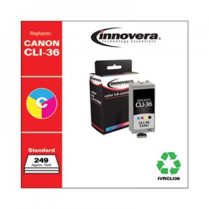 Innovera Remanufactured Tri-Color Ink, Replacement for Canon CLI-36 (1511B002), 249 Page-Yield IVRCLI36