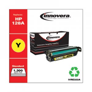 Innovera Remanufactured Yellow Toner, Replacement for HP 128A (CE322A), 1,300 Page-Yield IVRE322A
