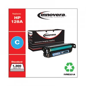 Innovera Remanufactured Cyan Toner, Replacement for HP 128A (CE321A), 1,300 Page-Yield IVRE321A