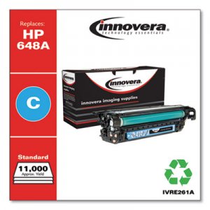Innovera Remanufactured Cyan Toner, Replacement for HP 648A (CE261A), 11,000 Page-Yield IVRE261A