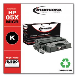 Innovera Remanufactured Black High-Yield MICR Toner, Replacement for HP 05XM (CE505XM), 6,500 Page-Yield IVRE505XM
