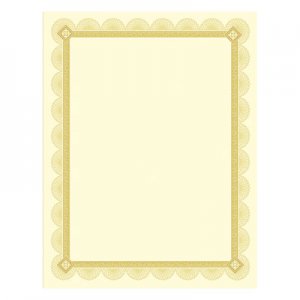 Southworth Premium Certificates, Ivory, Spiro Gold Foil Border, 66 lb, 8.5 x 11, 15/Pack SOUCTP2V CTP2V