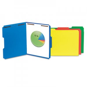 Universal Deluxe Reinforced Top Tab Folders with Two Fasteners, 1/3-Cut Tabs, Letter Size, Blue, 50/Box UNV13521