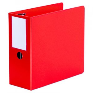 Universal Deluxe Non-View D-Ring Binder with Label Holder, 3 Rings, 5" Capacity, 11 x 8.5, Red UNV20716