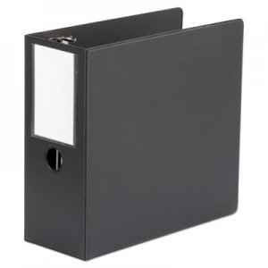 Universal Deluxe Non-View D-Ring Binder with Label Holder, 3 Rings, 5" Capacity, 11 x 8.5, Black UNV20714