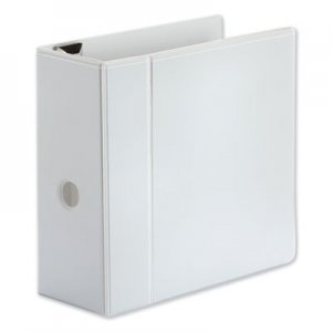 Universal Comfort Grip Deluxe Plus D-Ring View Binder, 5" Capacity, 8-1/2 x 11, White UNV30756