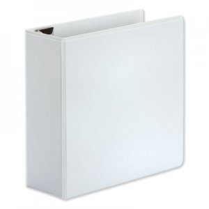 Universal Comfort Grip Deluxe Plus D-Ring View Binder, 4" Capacity, 8-1/2 x 11, White UNV30754