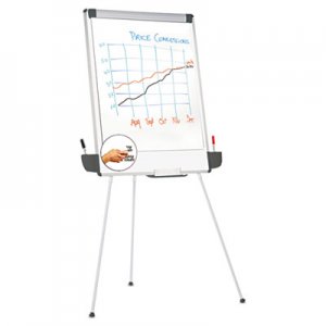 Universal Tripod-Style Dry Erase Easel, Easel: 44" to 78", Board: 29" x 41", White/Silver UNV43031