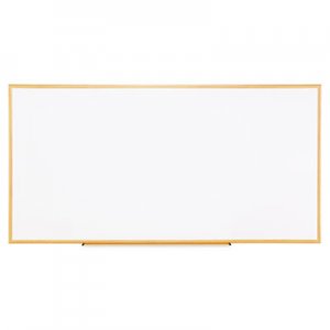 Universal Dry-Erase Board, Melamine, 96 x 48, White, Oak-Finished Frame UNV43620