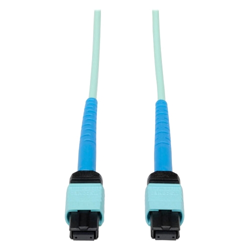 Tripp Lite 1 Meter MTP / MPO Patch Cable, 24 Fiber, 100GbE Aqua OM3 Plenum N846-01M-24-P