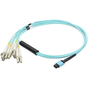 AddOn 10M LOMM OM3 MPO to 8XLC FANOUT Aqua Patch Cable (OFNP) ADD-MPO-4LC10M5OM3